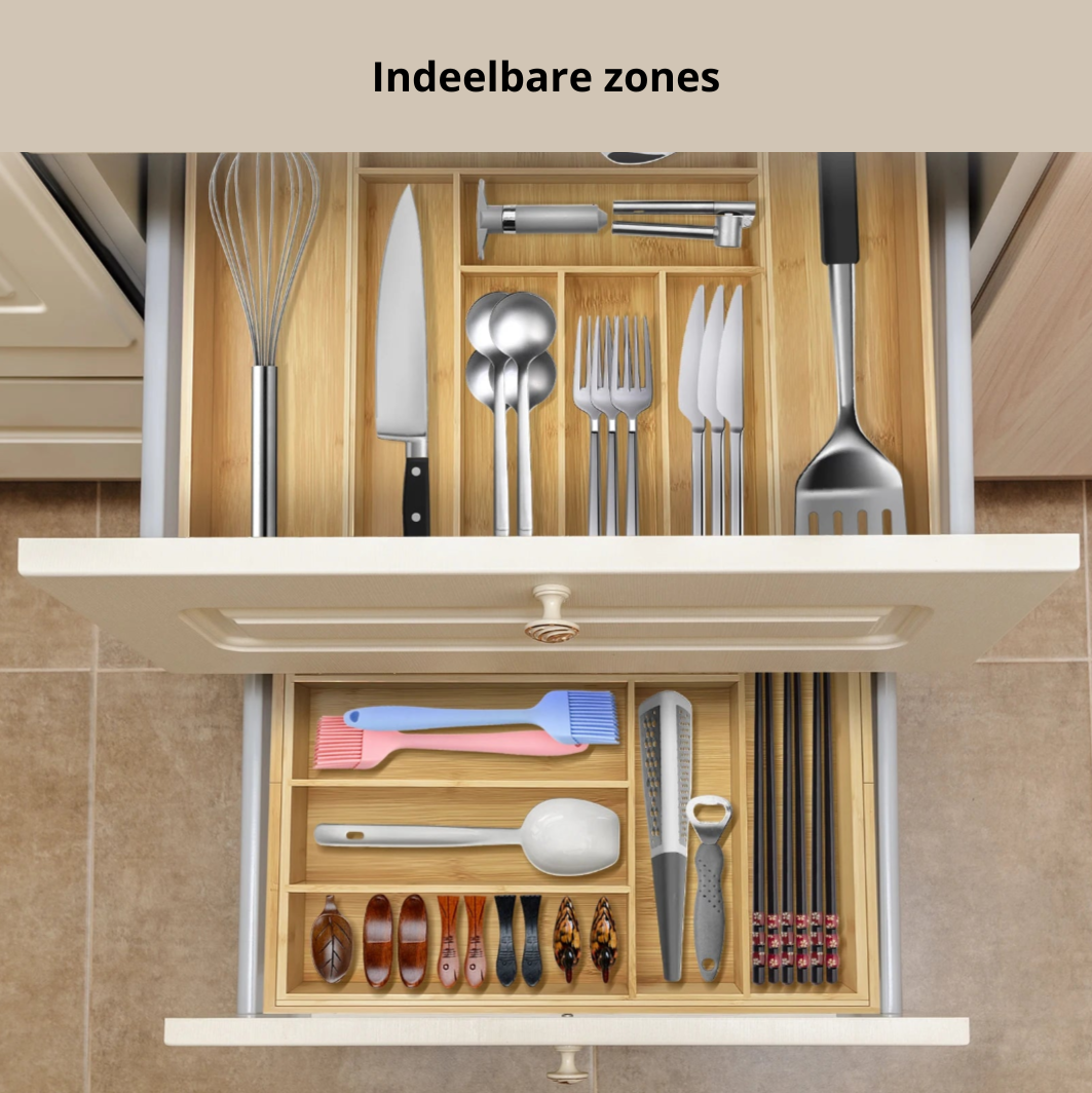 Uitschuifbare Bestekorganizer Bamboe – Past in Elke Lade (32-52cm)