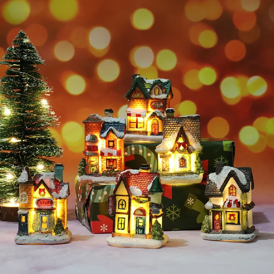 Romantische Kersthuisjes met LED-Lichtjes