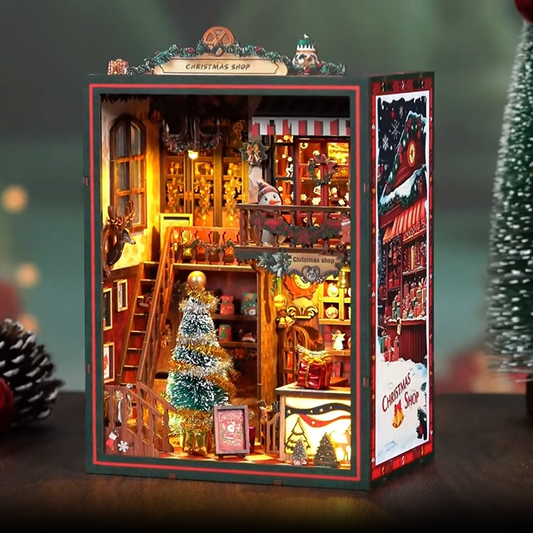 Kerstwinkel Book Nook met Muziekdoos