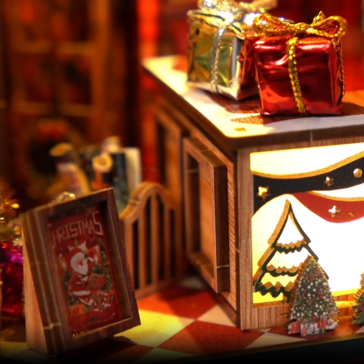 Kerstwinkel Book Nook met Muziekdoos