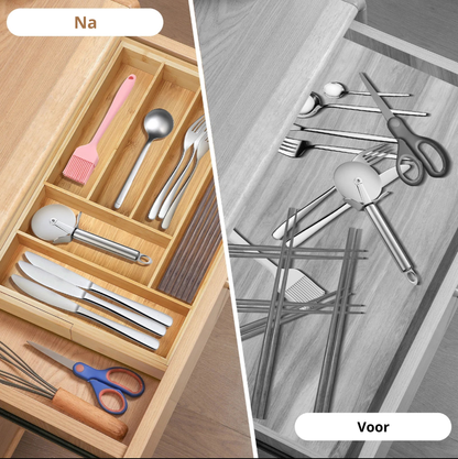 Uitschuifbare Bestekorganizer Bamboe – Past in Elke Lade (32-52cm)
